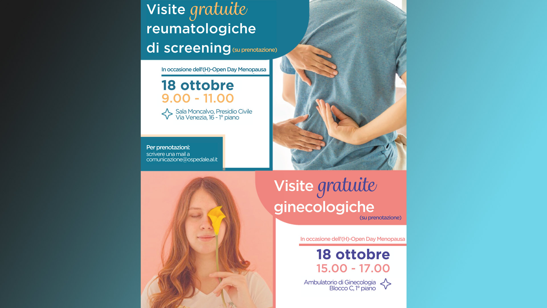 AOU AL | Open Day Menopausa: visite gratuite il 18 ottobre.